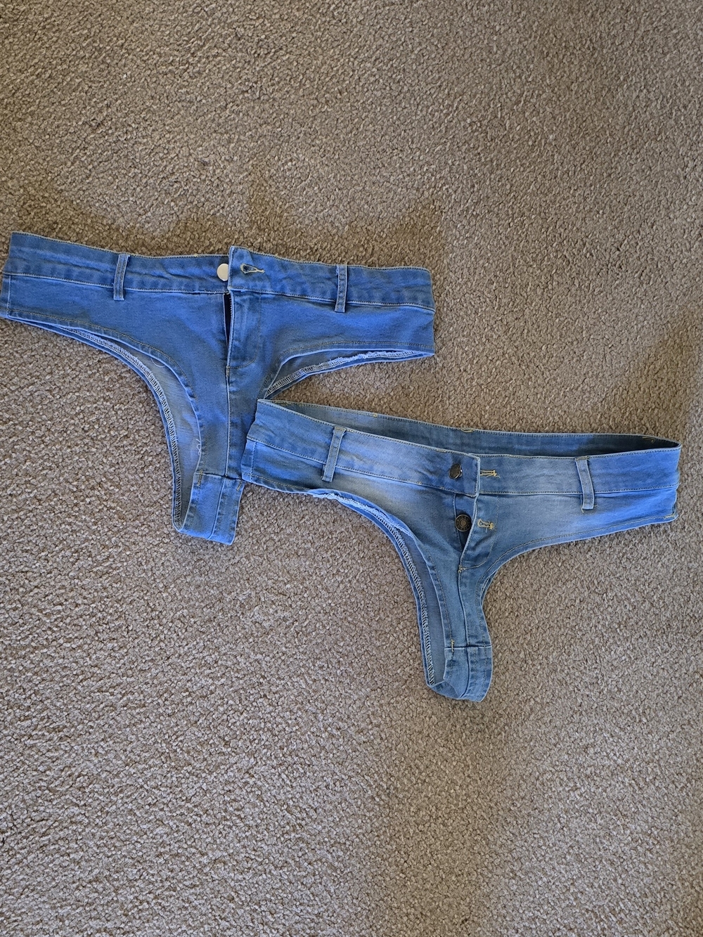 Women’s Low-Rise Blue Denim Thong Jeans - Unbranded